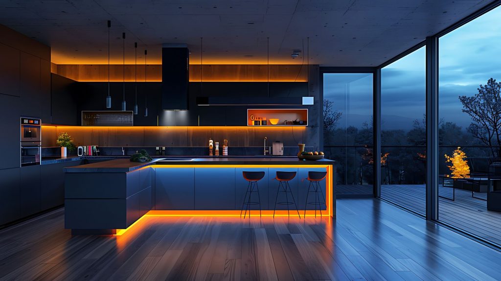 iluminação controlada por sistema de smart home casa inteligente